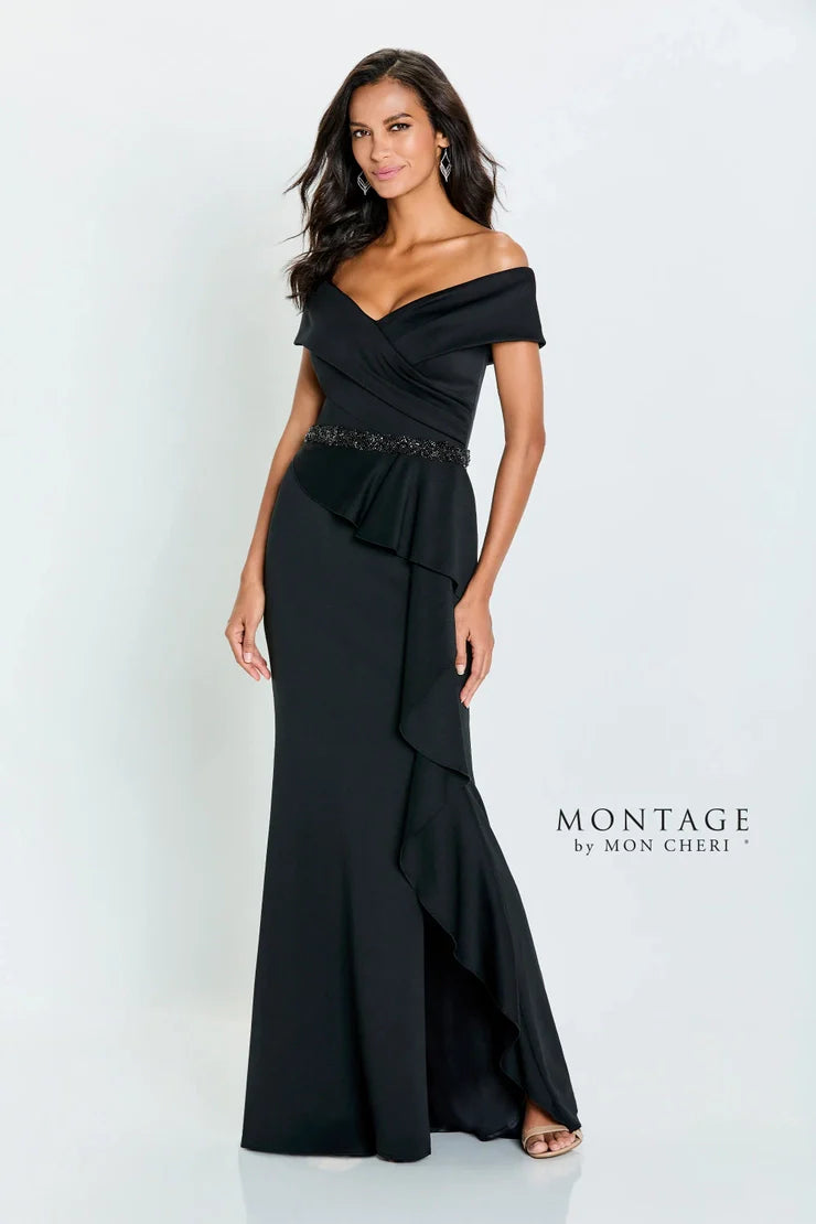 Formal Dresses Long Ruffle Slit Formal Evening Dress Black