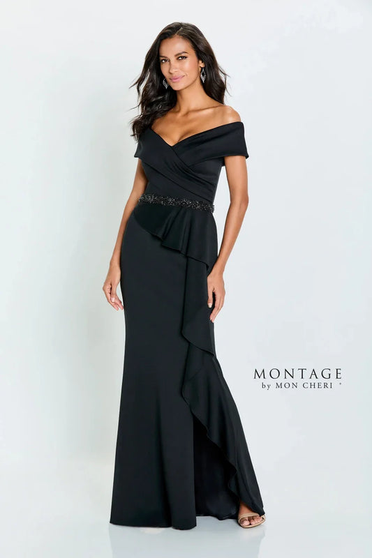 Formal Dresses Long Ruffle Slit Formal Evening Dress Black