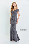 Formal Dresses Long Ruffle Slit Formal Evening Dress Charcoal