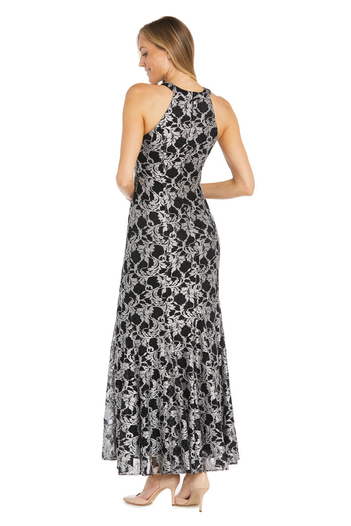 Morgan & Co Long Formal Halter Prom Dress 22199R - The Dress Outlet White Black