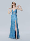Prom Dresses Long Formal Slit Fitted Evening Prom Dress Baby Blue