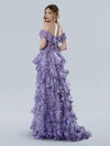 Prom Dresses Long Formal Slit Floral Fitted Prom Dress Lilac