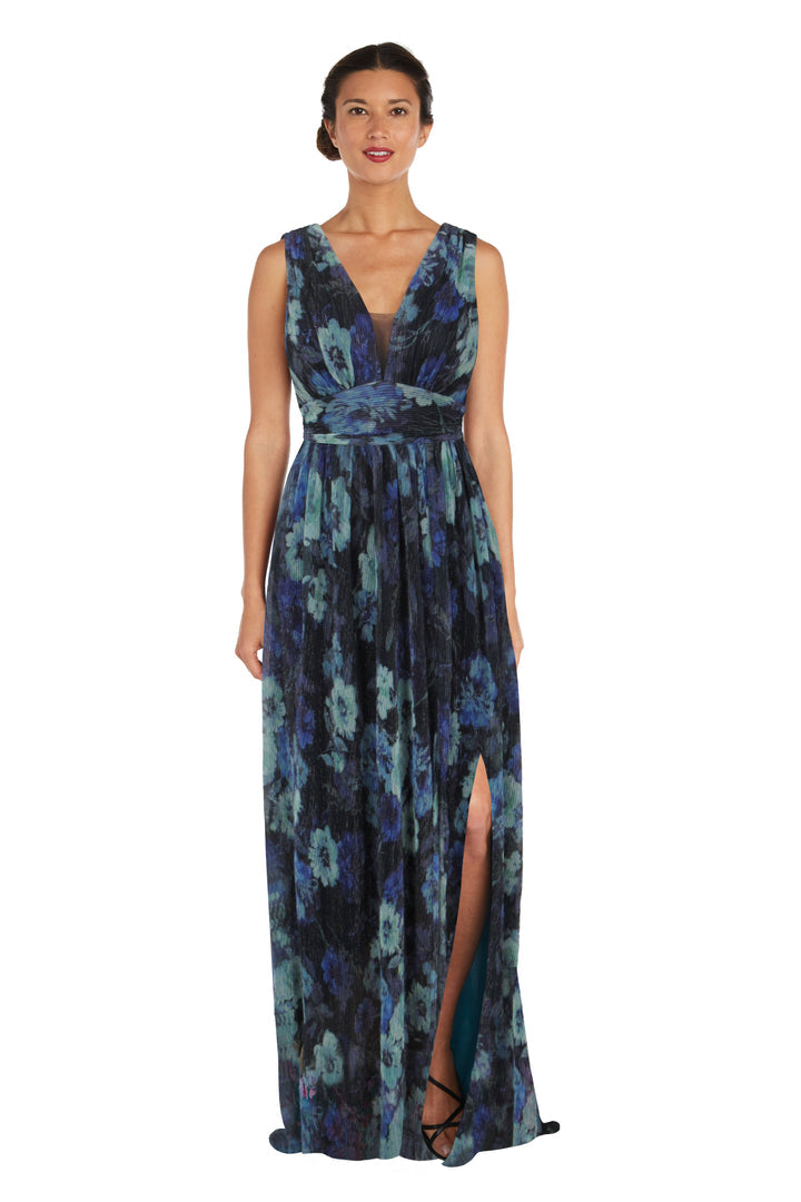 Formal Dresses Long Floral Print Evening Formal Dress Navy/Sage