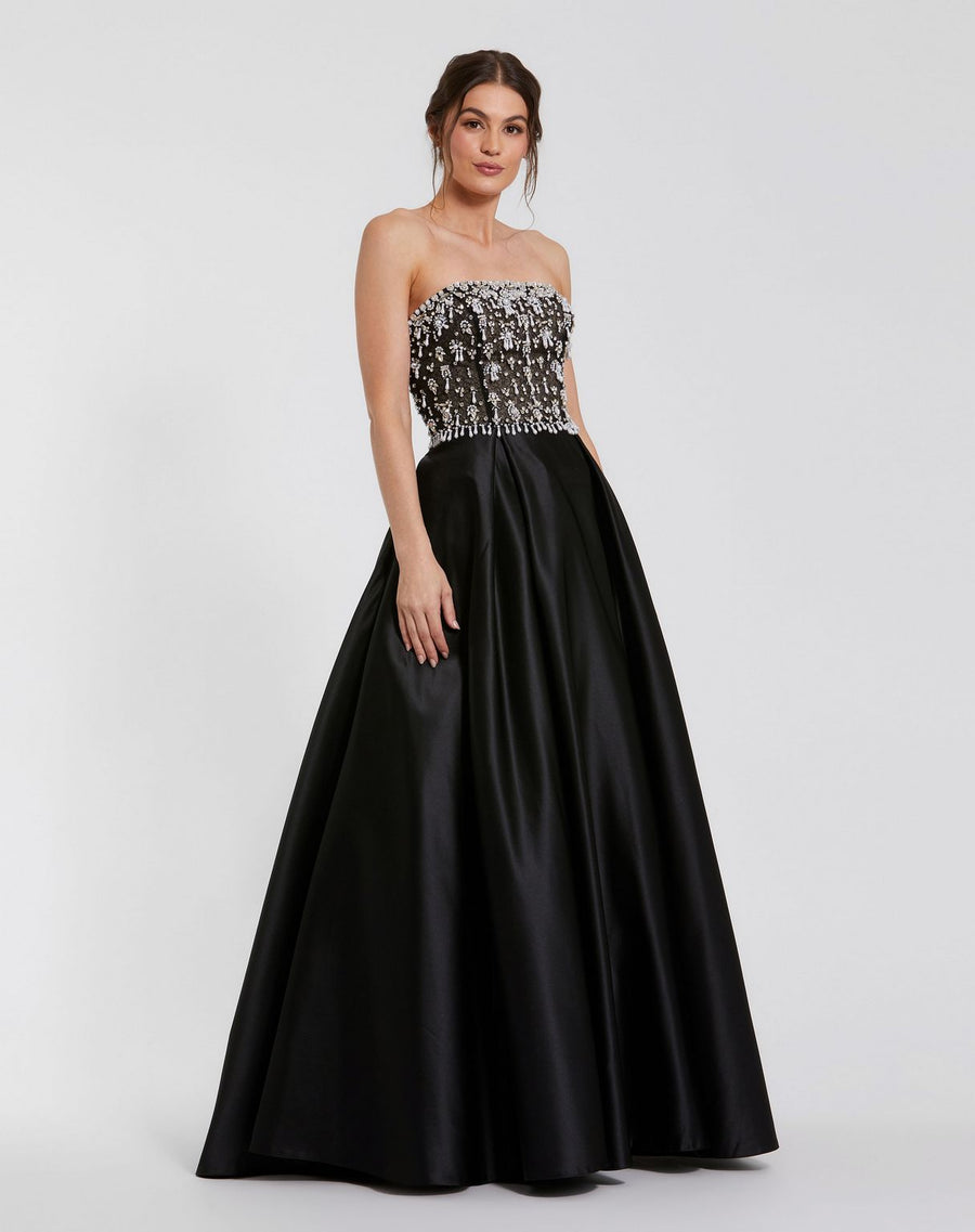 Prom Dresses Beaded Long Formal Prom Dress Black Ivory
