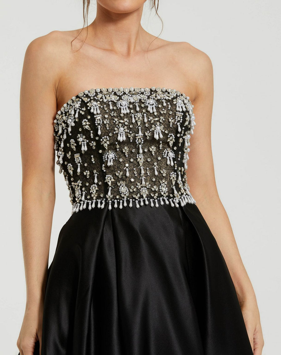 Prom Dresses Beaded Long Formal Prom Dress Black Ivory