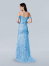 Prom Dresses A Line Long Formal Floral Lace Applique Prom Dress Light Blue