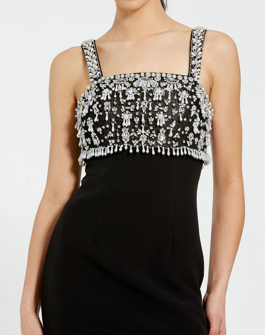 Formal Dresses Beaded Formal Prom Midi Dress Black