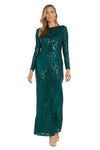 Formal Dresses Long Sleeve Patterned Sequin Formal Dress Emerald