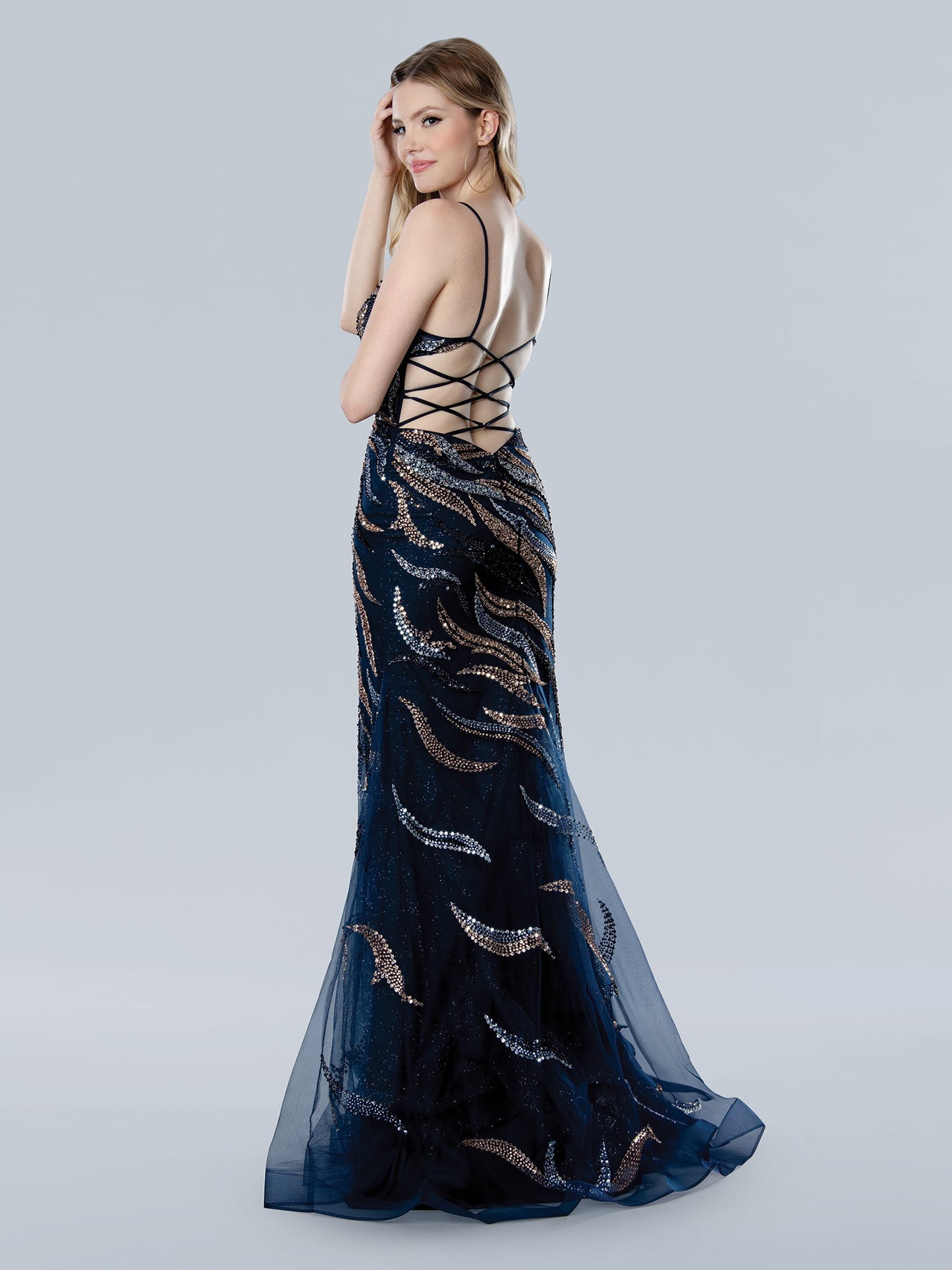 Prom Dresses Long Mermaid Formal Sequin Prom Dress Navy