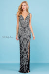 Prom Dresses Long Slit Formal Prom Sequin Dress Black Silver