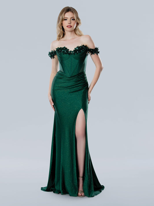 Prom Dresses Long Formal Slit Fitted Evening Prom Dress Green
