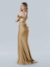 Prom Dresses Long Formal Slit Fitted Evening Prom Dress Gold