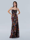 Prom Dresses Long Formal Sequin Floral Print Prom Dress Orange