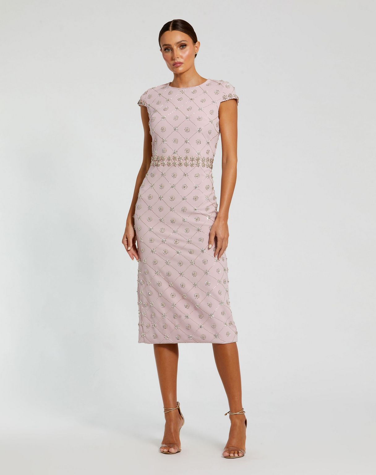 Cocktail Dresses Short Floral Beaded Cocktail Dress Mauve