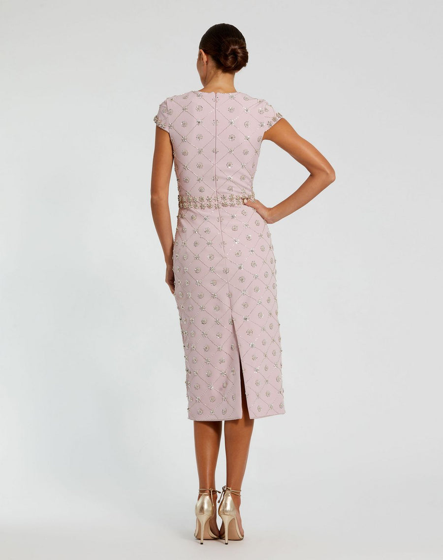 Cocktail Dresses Short Floral Beaded Cocktail Dress Mauve