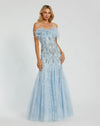 Prom Dresses Long Mermaid Formal Feather Prom Dress Powder Blue