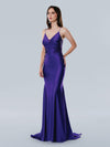 Prom Dresses Long Fitted Formal Floral Applique Prom Dress Purple