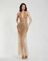 Prom Dresses Long Formal Sequin Beaded Prom Dress Nude Silver