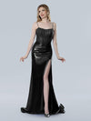 Prom Dresses Long Prom Slit Formal Metallic Dress Black