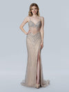 Prom Dresses Prom Long Formal Beaded Slit Evening Dress Nude