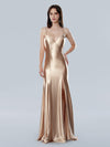 Prom Dresses Long Formal Fitted Slit Evening Prom Dress Gold