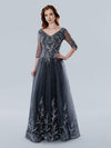 Mother of the Bride Dresses Long Floral Beaded Formal Mother of the Bride Dress Charcoal
