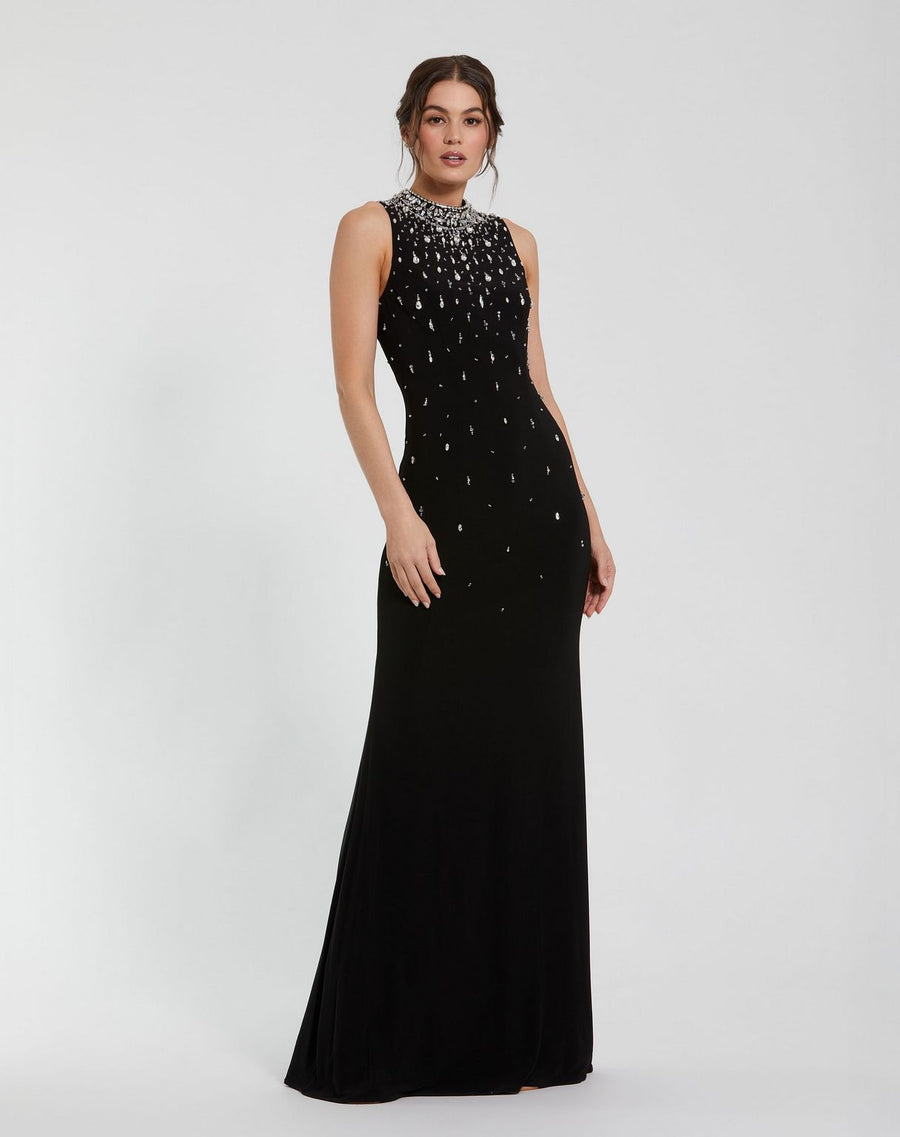 Prom Dresses Long Fitted Formal Prom Beaded Dress Black