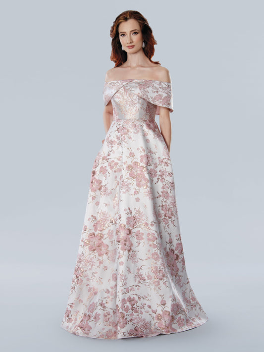 Formal Dresses Long Floral Formal A Line Evening Dress Antique Rose