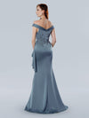 Mother of the Bride Dresses Long Beaded Formal Floral Evening Dress Pewter