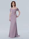 Mother of the Bride Dresses Beaded Long Floral Peplum Evening Formal Dress Rose