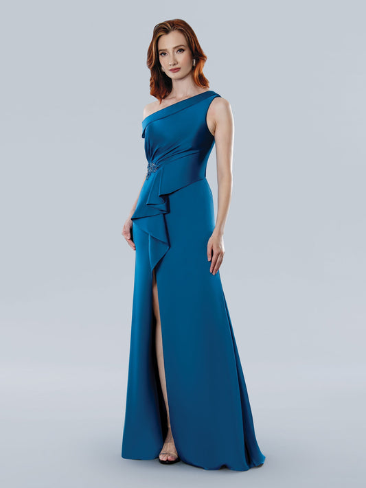 Formal Dresses Beaded Long Formal Floral Applique Ruffle Evening Dress Teal