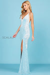 Prom Dresses Fitted Long Formal Slit Prom Dress Sky Pearl