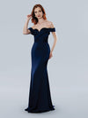 Formal Dresses Long Formal Beaded Pleated Evening Dress Navy