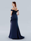 Formal Dresses Pleated Log Ruffle Slit Formal Evening Dress Navy