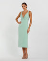 Formal Dresses Fitted Evening Gown Tea Length Formal Dress Sage