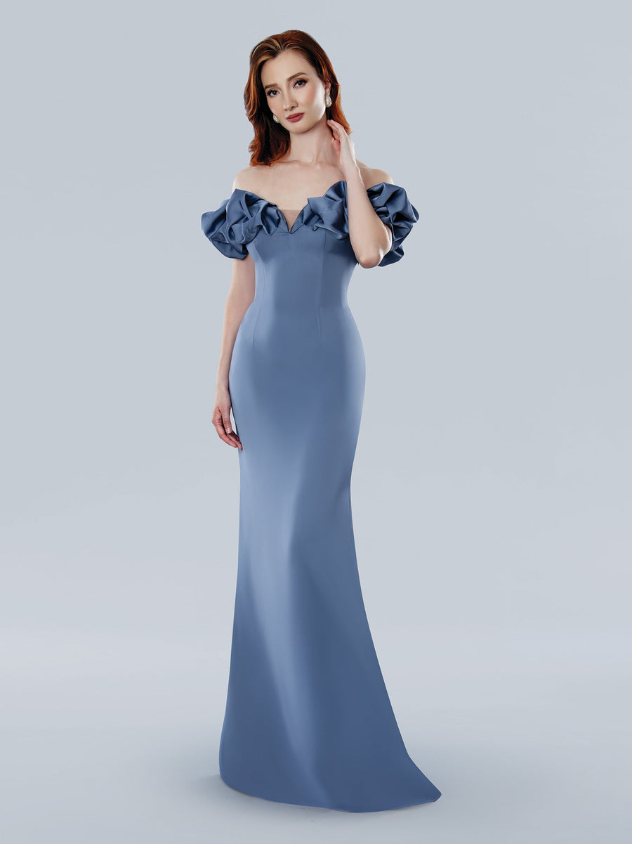 Formal Dresses Long Ruffle Formal Evening Dress Pewter