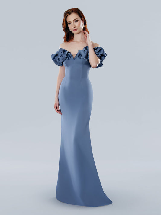 Formal Dresses Long Ruffle Formal Evening Dress Pewter