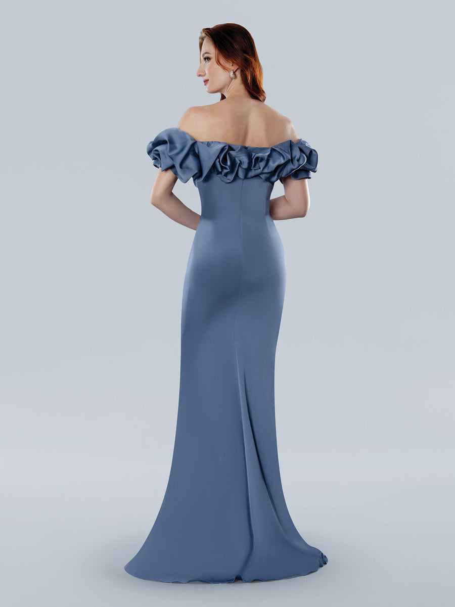 Formal Dresses Long Ruffle Formal Evening Dress Pewter