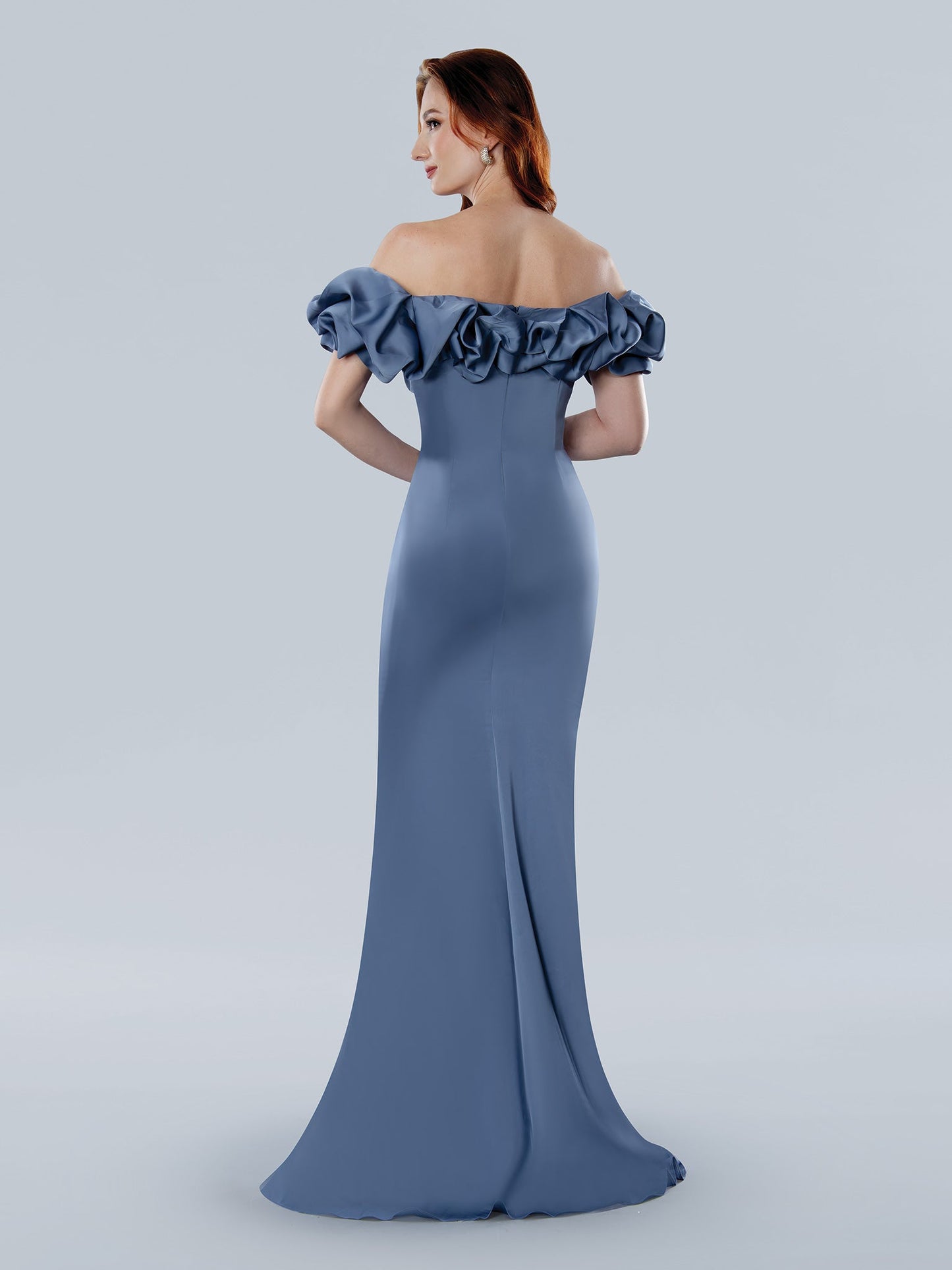 Formal Dresses Long Ruffle Formal Evening Dress Pewter