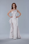 Formal Dresses Long Fitted Ruffle Slit Formal Evening Dress Rose