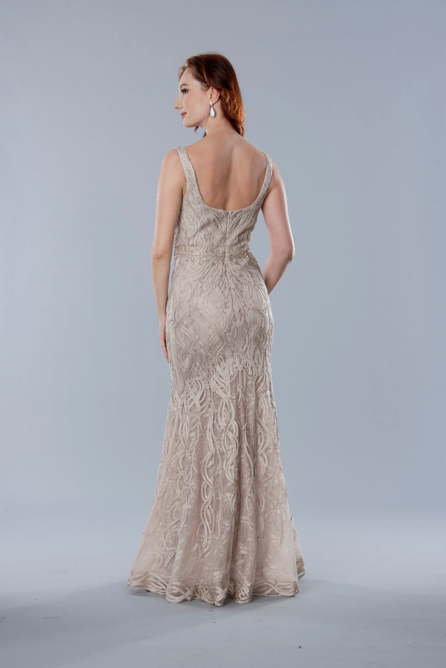 Mother of the Bride Dresses Long Beaded Formal Evening Dress Mocha