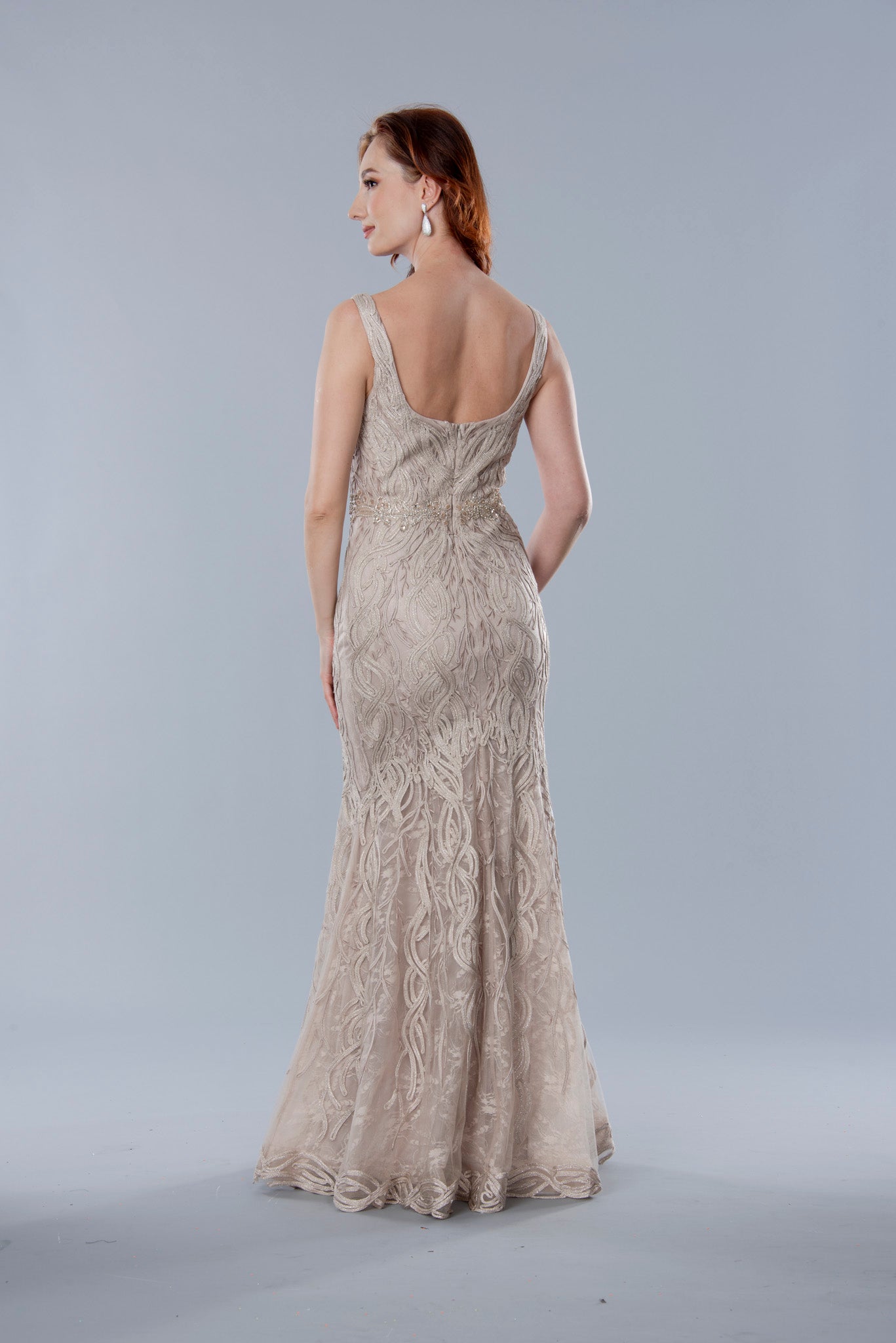 Mother of the Bride Dresses Long Beaded Formal Evening Dress Mocha