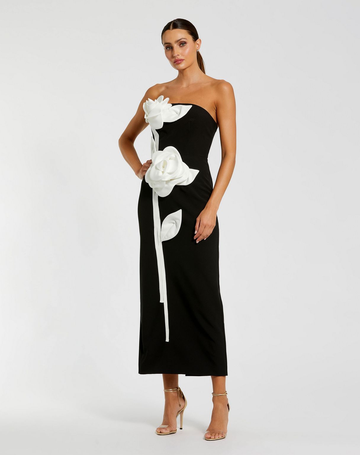 Formal Dresses Fitted Midi length Formal Dress Black Ivory