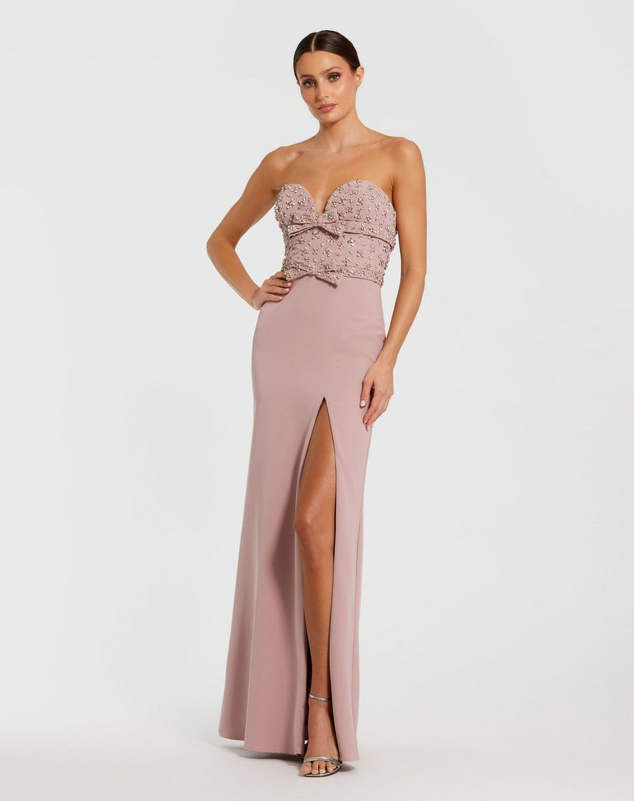 Prom Dresses Fitted Slit Long Formal Prom Dress Dusty Rose
