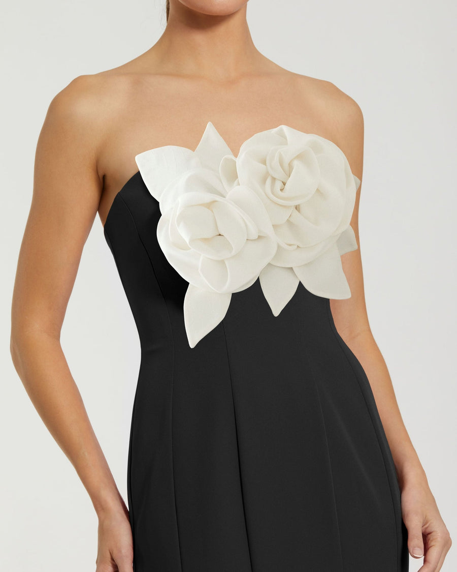 Prom Dresses Long Formal 3D Prom Mermaid Dress Black Ivory