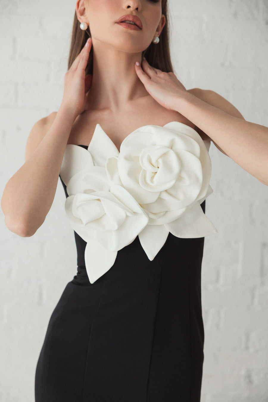 Prom Dresses Long Formal 3D Prom Mermaid Dress Black Ivory