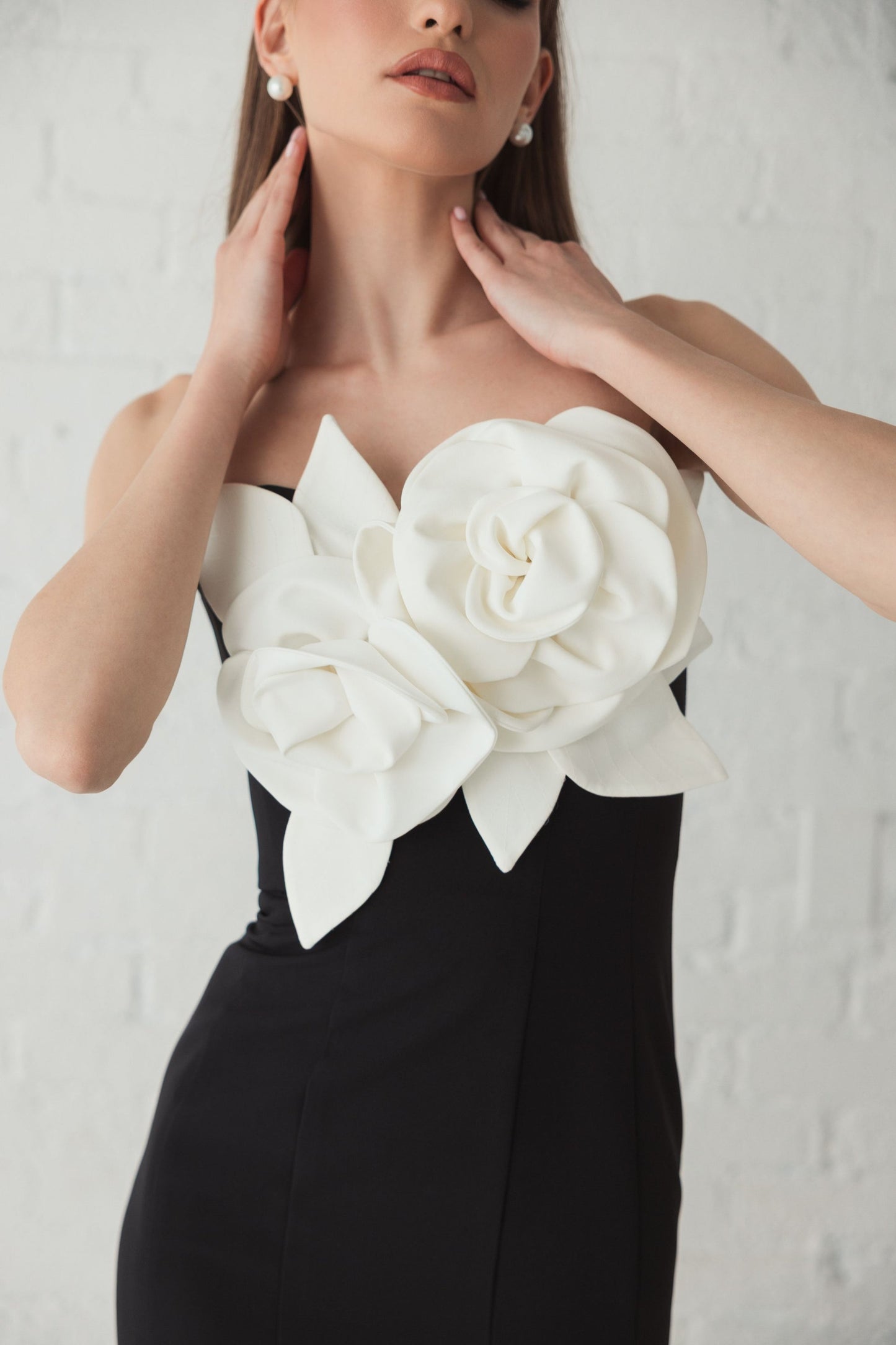 Prom Dresses Long Formal 3D Prom Mermaid Dress Black Ivory