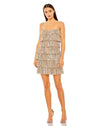 Cocktail Dresses Beaded Strap Sequin Ruffle Short Dress Nude Silver