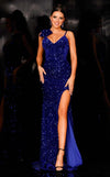 Prom Dresses Long Slit Sequin Prom Fitted Formal Dress Royal