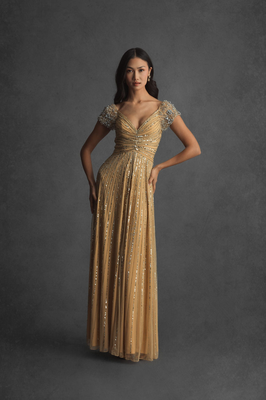 Formal Dresses Long Beaded Formal Evening Sequin Dress Gold